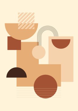 Modern minimalist abstract aesthetic illustrations with geometric shapes. Contemporary wall decor. Collection of creative artistic posters.