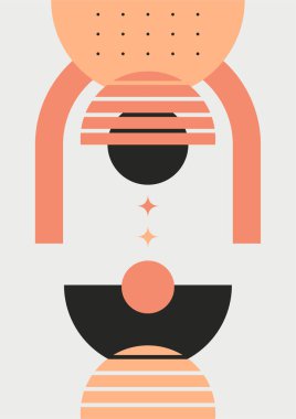 Modern minimalist abstract aesthetic illustrations with geometric shapes. Contemporary wall decor. Collection of creative artistic posters.