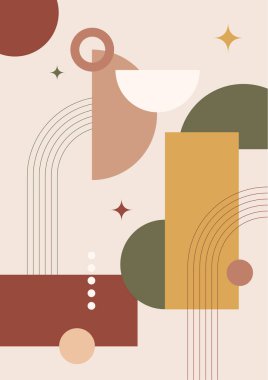 Modern minimalist abstract aesthetic illustrations with geometric shapes. Contemporary wall decor. Collection of creative artistic posters.