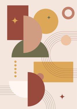 Modern minimalist abstract aesthetic illustrations with geometric shapes. Contemporary wall decor. Collection of creative artistic posters.