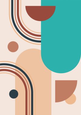 Modern minimalist abstract aesthetic illustrations with geometric shapes. Contemporary wall decor. Collection of creative artistic posters.