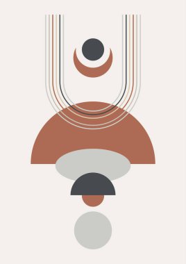 Modern minimalist abstract aesthetic illustrations with geometric shapes. Contemporary wall decor. Collection of creative artistic posters.