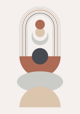 Modern minimalist abstract aesthetic illustrations with geometric shapes. Contemporary wall decor. Collection of creative artistic posters.