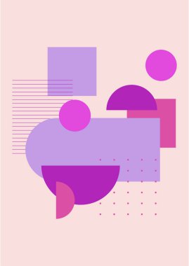 Vector Illustration. Vintage geometric shapes. Mid century modern style. Modern boho wall decor. Minimalist contemporary art. Design elements for web banner, social media template. Retro concept