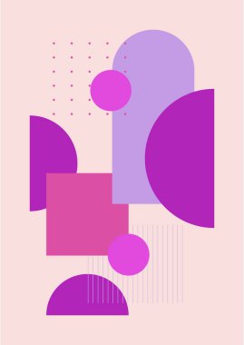 Vector Illustration. Vintage geometric shapes. Mid century modern style. Modern boho wall decor. Minimalist contemporary art. Design elements for web banner, social media template. Retro concept