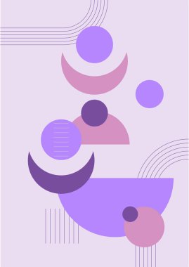 Vector Illustration. Vintage geometric shapes. Mid century modern style. Modern boho wall decor. Minimalist contemporary art. Design elements for web banner, social media template. Retro concept