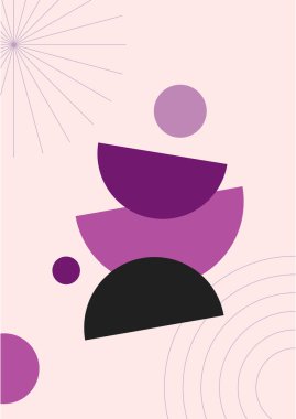 Vector Illustration. Vintage geometric shapes. Mid century modern style. Modern boho wall decor. Minimalist contemporary art. Design elements for web banner, social media template. Retro concept