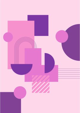 Vector Illustration. Vintage geometric shapes. Mid century modern style. Modern boho wall decor. Minimalist contemporary art. Design elements for web banner, social media template. Retro concept