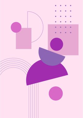 Vector Illustration. Vintage geometric shapes. Mid century modern style. Modern boho wall decor. Minimalist contemporary art. Design elements for web banner, social media template. Retro concept