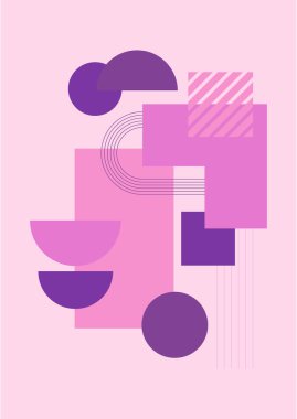 Vector Illustration. Vintage geometric shapes. Mid century modern style. Modern boho wall decor. Minimalist contemporary art. Design elements for web banner, social media template. Retro concept