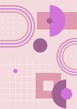 Vector Illustration. Vintage geometric shapes. Mid century modern style. Modern boho wall decor. Minimalist contemporary art. Design elements for web banner, social media template. Retro concept