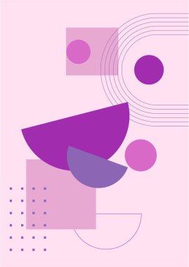 Vector Illustration. Vintage geometric shapes. Mid century modern style. Modern boho wall decor. Minimalist contemporary art. Design elements for web banner, social media template. Retro concept