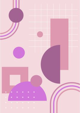 Vector Illustration. Vintage geometric shapes. Mid century modern style. Modern boho wall decor. Minimalist contemporary art. Design elements for web banner, social media template. Retro concept