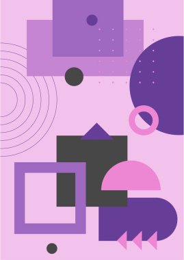 Vector Illustration. Vintage geometric shapes. Mid century modern style. Modern boho wall decor. Minimalist contemporary art. Design elements for web banner, social media template. Retro concept