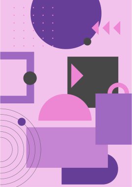 Vector Illustration. Vintage geometric shapes. Mid century modern style. Modern boho wall decor. Minimalist contemporary art. Design elements for web banner, social media template. Retro concept