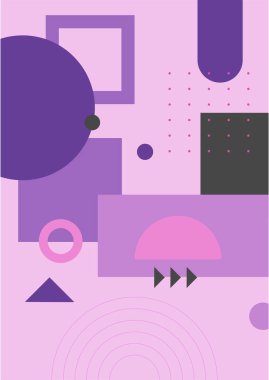 Vector Illustration. Vintage geometric shapes. Mid century modern style. Modern boho wall decor. Minimalist contemporary art. Design elements for web banner, social media template. Retro concept