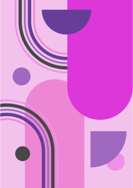 Vector Illustration. Vintage geometric shapes. Mid century modern style. Modern boho wall decor. Minimalist contemporary art. Design elements for web banner, social media template. Retro concept