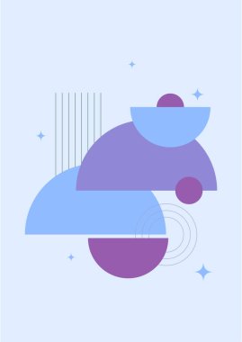 Modern soyut estetik set geometrik denge şekilleri, merdivenler ve bitkiler. Boho tarzında bir duvar dekoru. Kapak, duvar kağıdı, kart, sosyal medya, iç dekorasyon için yüzyılın ortalarında vektör baskısı