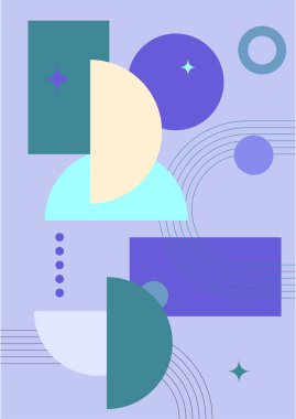 Modern soyut estetik set geometrik denge şekilleri, merdivenler ve bitkiler. Boho tarzında bir duvar dekoru. Kapak, duvar kağıdı, kart, sosyal medya, iç dekorasyon için yüzyılın ortalarında vektör baskısı