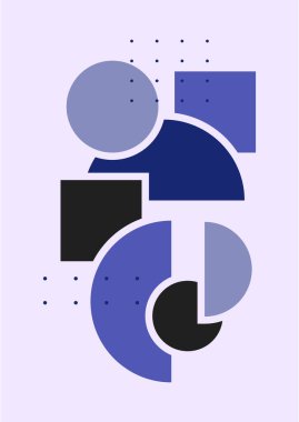 Modern soyut estetik set geometrik denge şekilleri, merdivenler ve bitkiler. Boho tarzında bir duvar dekoru. Kapak, duvar kağıdı, kart, sosyal medya, iç dekorasyon için yüzyılın ortalarında vektör baskısı