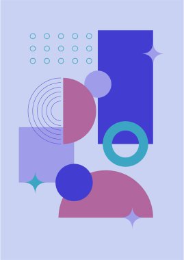 Modern soyut estetik set geometrik denge şekilleri, merdivenler ve bitkiler. Boho tarzında bir duvar dekoru. Kapak, duvar kağıdı, kart, sosyal medya, iç dekorasyon için yüzyılın ortalarında vektör baskısı