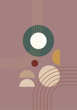 Modern minimalist abstract aesthetic illustrations. Bohemian style wall decor. Collection of contemporary artistic posters with geometric shapes.