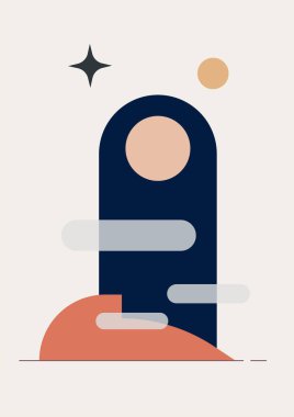 Modern minimalist abstract aesthetic illustrations. Bohemian style wall decor. Collection of contemporary artistic posters with geometric shapes.