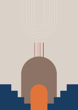 Modern minimalist abstract aesthetic illustrations. Bohemian style wall decor. Collection of contemporary artistic posters with geometric shapes.