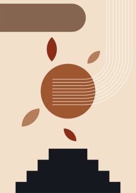 Modern minimalist abstract aesthetic illustrations. Bohemian style wall decor. Collection of contemporary artistic posters with geometric shapes.