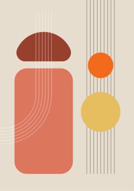 Modern minimalist abstract aesthetic illustrations. Bohemian style wall decor. Collection of contemporary artistic posters with geometric shapes.