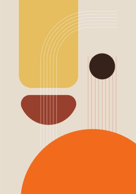 Modern minimalist abstract aesthetic illustrations. Bohemian style wall decor. Collection of contemporary artistic posters with geometric shapes.