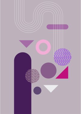 Vector illustration. Abstract poster set. Contemporary backgrounds. Mid century wall decor. Design elements for book cover, page template, print, card, brochure, magazine, poster. 60s, 70s graphic.