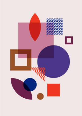 Vector illustration. Abstract poster set. Contemporary backgrounds. Mid century wall decor. Design elements for book cover, page template, print, card, brochure, magazine, poster. 60s, 70s graphic.