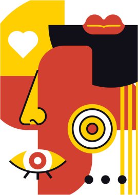 Abstract pop art collage surrealism face design vector illustration. Designed for NFT, token, wallpaper, poster, crypto, punk, aesthetic poster. NFT token in crypto artwork for blockchain digital art