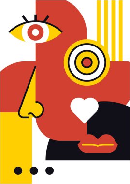 Abstract pop art collage surrealism face design vector illustration. Designed for NFT, token, wallpaper, poster, crypto, punk, aesthetic poster. NFT token in crypto artwork for blockchain digital art