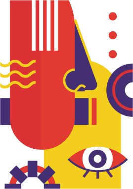 Abstract pop art collage surrealism face design vector illustration. Designed for NFT, token, wallpaper, poster, crypto, punk, aesthetic poster. NFT token in crypto artwork for blockchain digital art