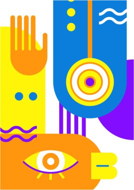 Abstract pop art collage surrealism face design vector illustration. Designed for NFT, token, wallpaper, poster, crypto, punk, aesthetic poster. NFT token in crypto artwork for blockchain digital art