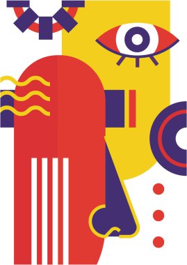 Abstract pop art collage surrealism face design vector illustration. Designed for NFT, token, wallpaper, poster, crypto, punk, aesthetic poster. NFT token in crypto artwork for blockchain digital art