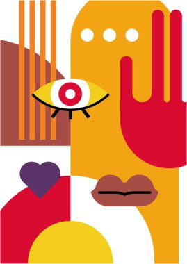 Abstract pop art collage surrealism face design vector illustration. Designed for NFT, token, wallpaper, poster, crypto, punk, aesthetic poster. NFT token in crypto artwork for blockchain digital art