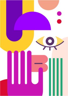 Abstract pop art collage surrealism face design vector illustration. Designed for NFT, token, wallpaper, poster, crypto, punk, aesthetic poster. NFT token in crypto artwork for blockchain digital art