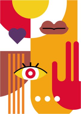 Abstract pop art collage surrealism face design vector illustration. Designed for NFT, token, wallpaper, poster, crypto, punk, aesthetic poster. NFT token in crypto artwork for blockchain digital art