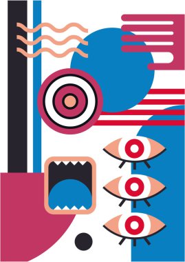 Abstract pop art collage surrealism face design vector illustration. Designed for NFT, token, wallpaper, poster, crypto, punk, aesthetic poster. NFT token in crypto artwork for blockchain digital art