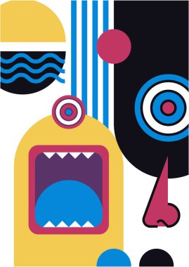 Abstract pop art collage surrealism face design vector illustration. Designed for NFT, token, wallpaper, poster, crypto, punk, aesthetic poster. NFT token in crypto artwork for blockchain digital art