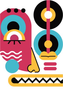 Abstract pop art collage surrealism face design vector illustration. Designed for NFT, token, wallpaper, poster, crypto, punk, aesthetic poster. NFT token in crypto artwork for blockchain digital art