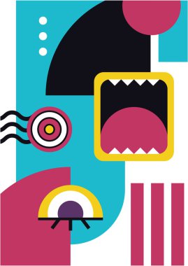 Abstract pop art collage surrealism face design vector illustration. Designed for NFT, token, wallpaper, poster, crypto, punk, aesthetic poster. NFT token in crypto artwork for blockchain digital art