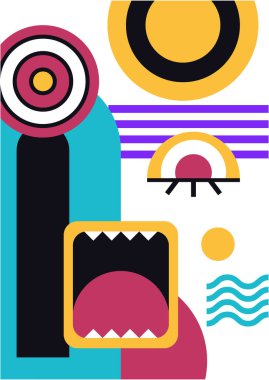 Abstract pop art collage surrealism face design vector illustration. Designed for NFT, token, wallpaper, poster, crypto, punk, aesthetic poster. NFT token in crypto artwork for blockchain digital art