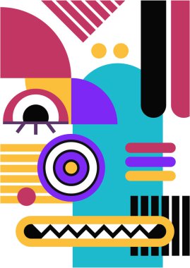 Abstract pop art collage surrealism face design vector illustration. Designed for NFT, token, wallpaper, poster, crypto, punk, aesthetic poster. NFT token in crypto artwork for blockchain digital art