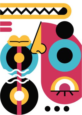 Abstract pop art collage surrealism face design vector illustration. Designed for NFT, token, wallpaper, poster, crypto, punk, aesthetic poster. NFT token in crypto artwork for blockchain digital art