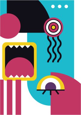 Abstract pop art collage surrealism face design vector illustration. Designed for NFT, token, wallpaper, poster, crypto, punk, aesthetic poster. NFT token in crypto artwork for blockchain digital art