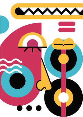 Abstract pop art collage surrealism face design vector illustration. Designed for NFT, token, wallpaper, poster, crypto, punk, aesthetic poster. NFT token in crypto artwork for blockchain digital art